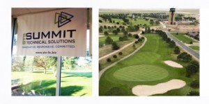 STS banner and golf course