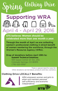 WRA spring clothing drive poster